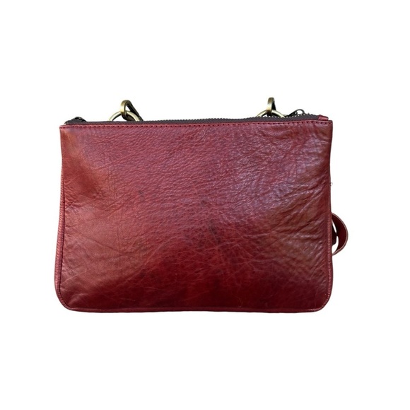 Le Vero Toro Red Leather Crossbody Bag Purse Multi-Compartmental GUC - Picture 4 of 14